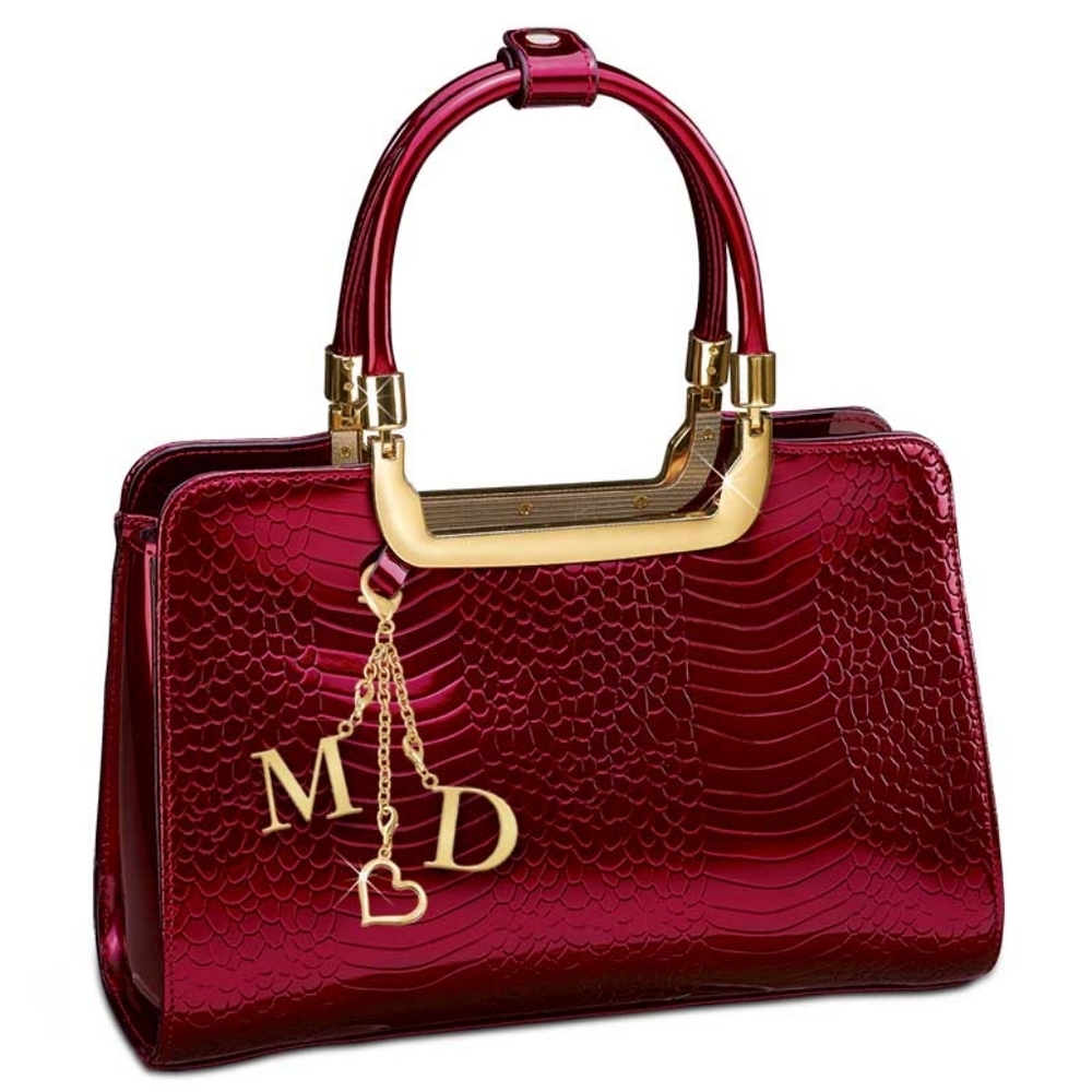 Danbury Mint Ruby Red Leather Handbag